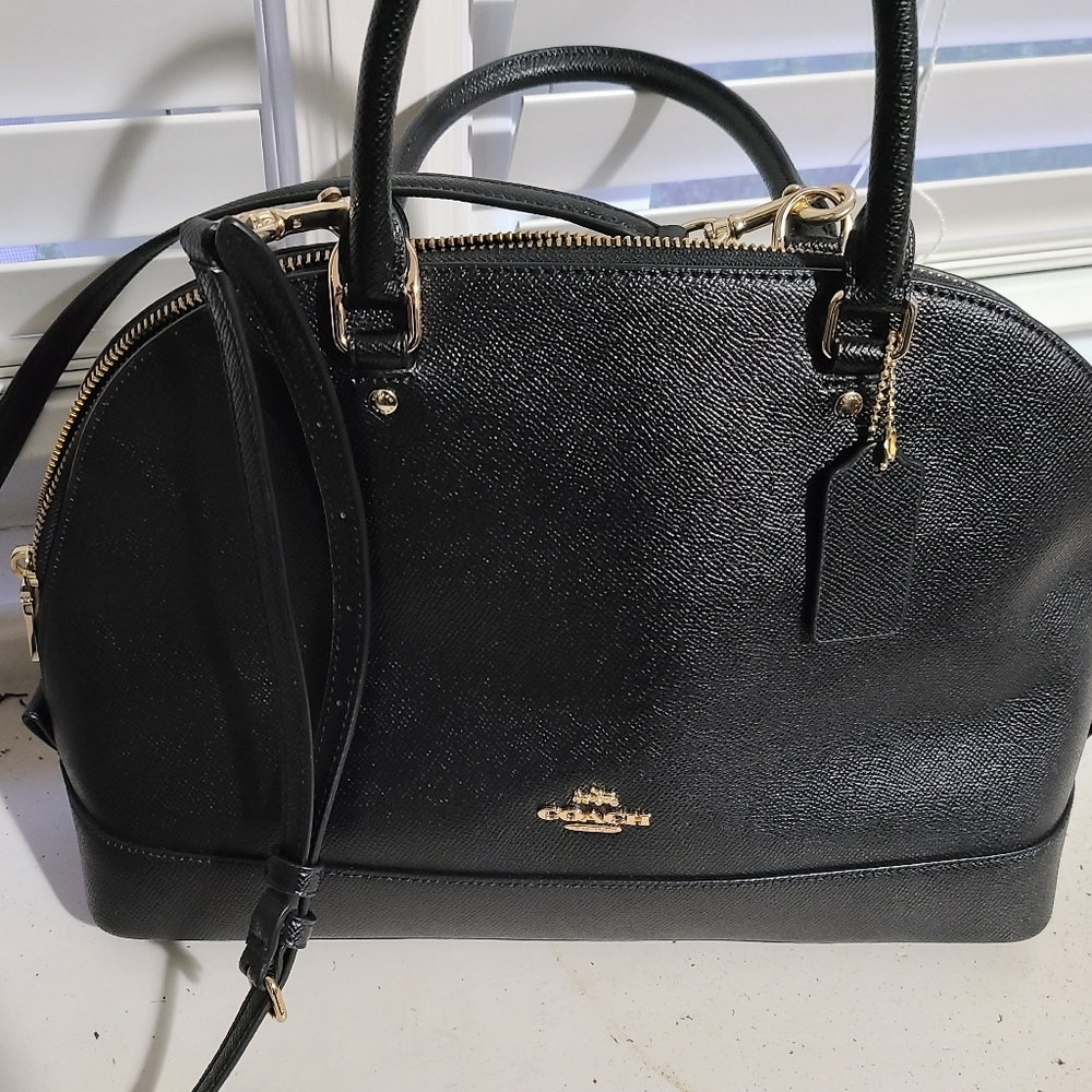 Coach black cross grain satchel..Sierra